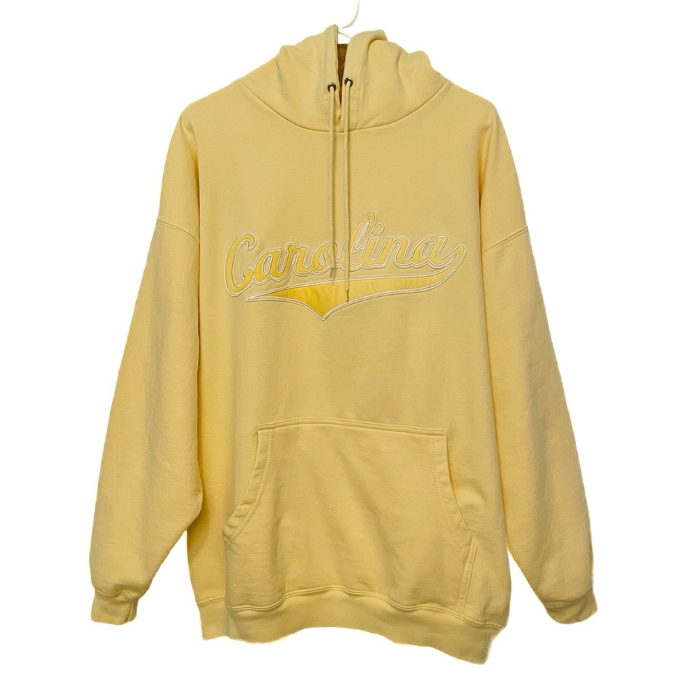 UNC Carolina Old Varsity‎ Yellow Hoodie Sweatshirt Womens Size XL Sewn Letters